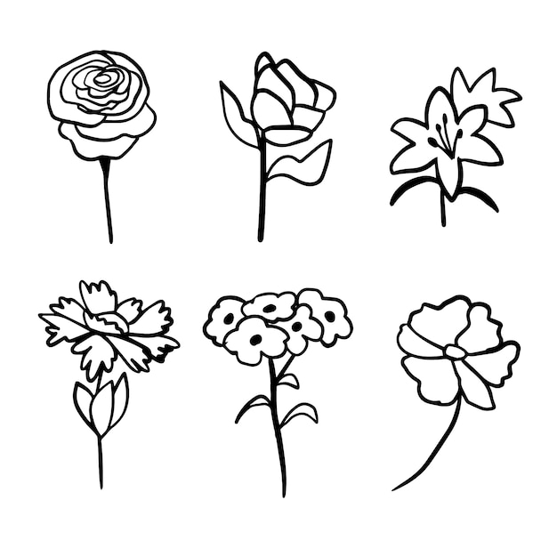 Vecteur gratuit contour de fleur simple dessiné à la main