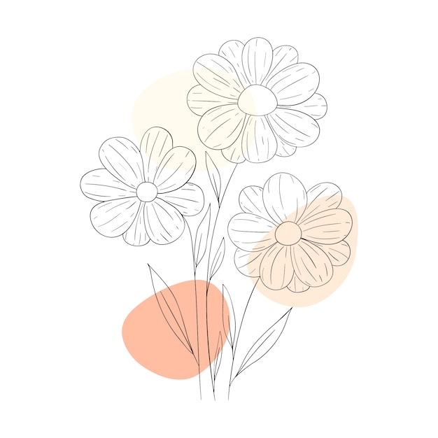 Vecteur gratuit contour de fleur simple dessiné à la main