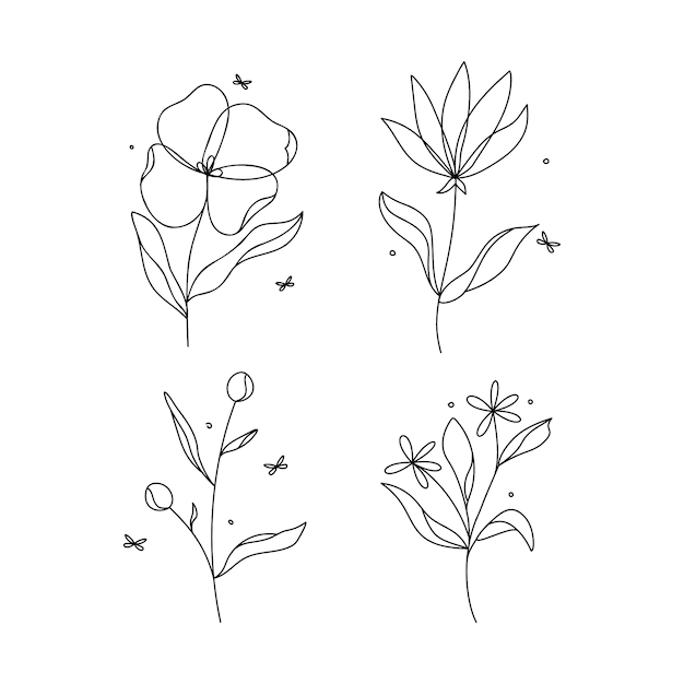 Vecteur gratuit contour de fleur simple dessiné à la main