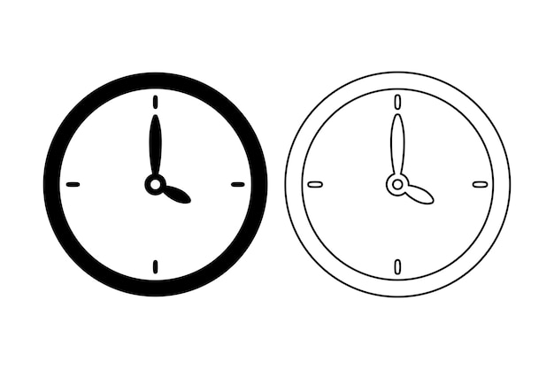 Vecteur gratuit le contour de l'horloge et le glyphe