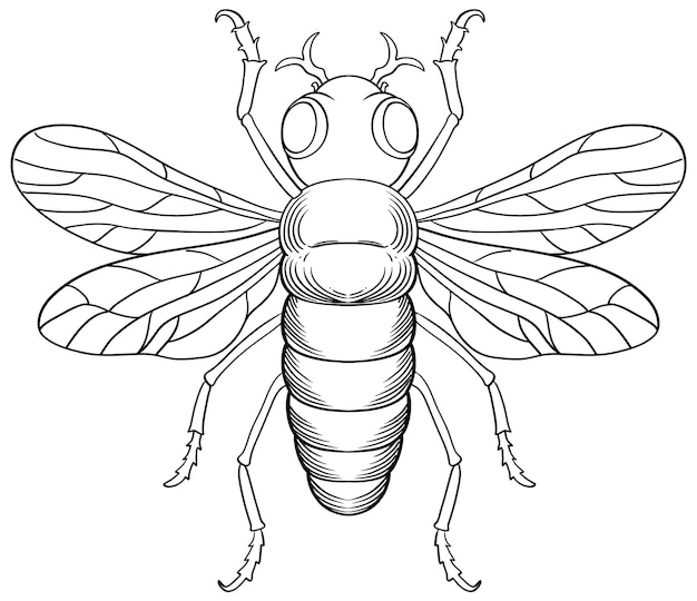 Vecteur gratuit contour d'insecte abeille à colorier