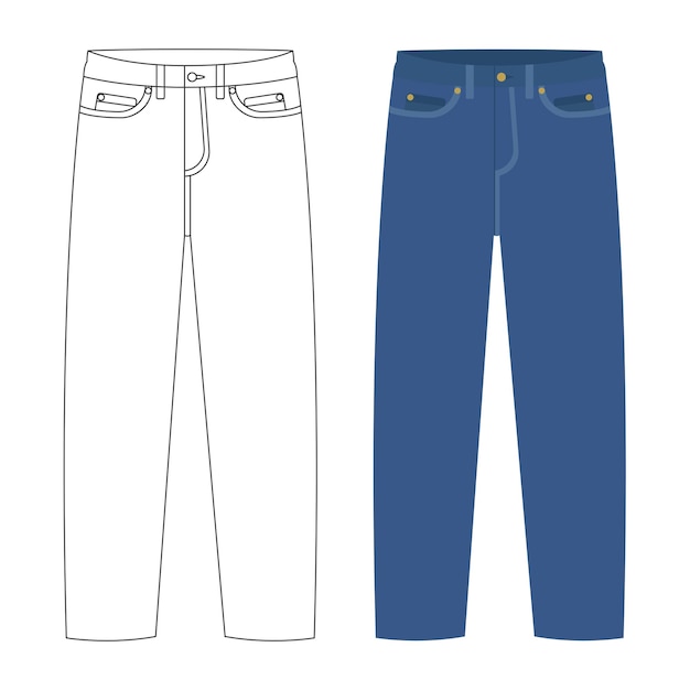 Vecteur gratuit contour de jeans et style plat