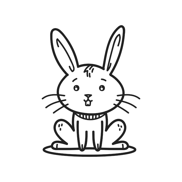 Vecteur gratuit contour de lapin dessiné à la main