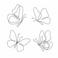 Vecteur gratuit contour de papillon avec collection de détails dessinés