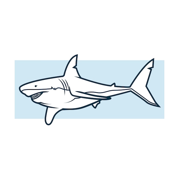 Contour de requin design plat dessiné à la main