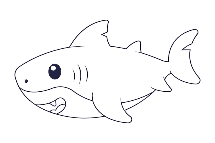 Vecteur gratuit contour de requin design plat dessiné à la main
