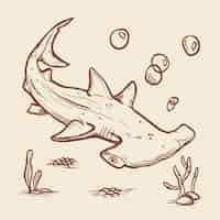 Vecteur gratuit contour de requin design plat dessiné à la main