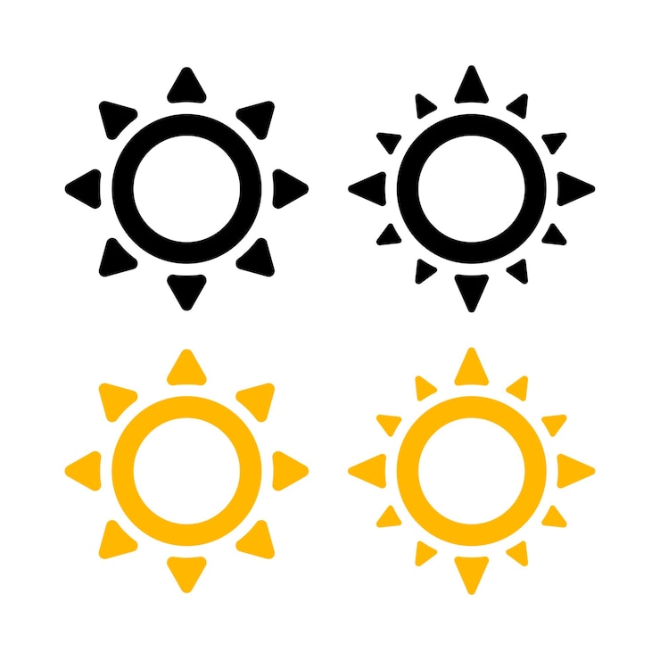 Vecteur gratuit le contour des soleils noir et jaune