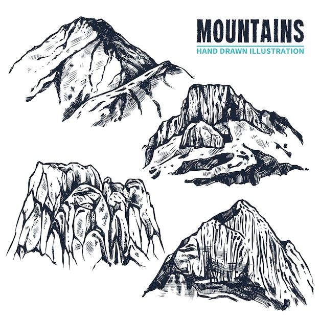 Vecteur gratuit contours de montagnes dessinés à la main