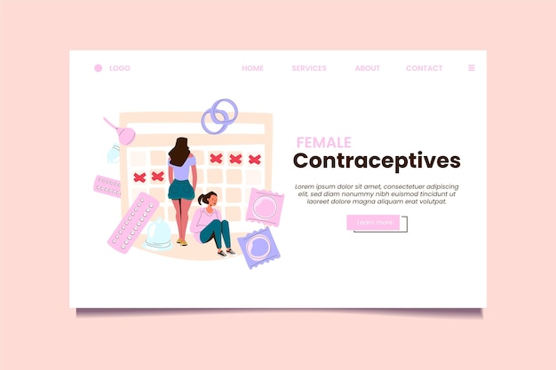 Vecteur gratuit contraceptifs féminins - page de destination