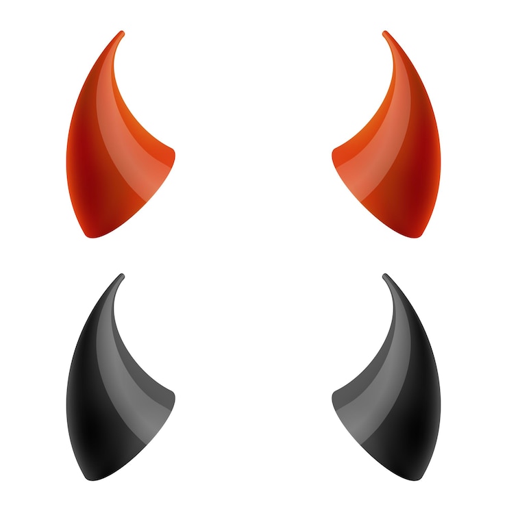 Vecteur gratuit cornes de diable rouges et noires.