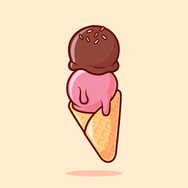 Vecteur gratuit cornet de crème glacée flottant dessin animé icône vecteur illustration nourriture objet icône concept isolé plat