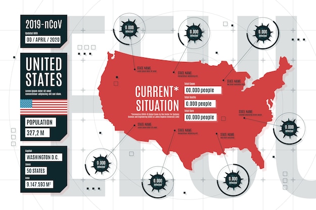 Vecteur gratuit coronavirus états-unis infographie carte pays