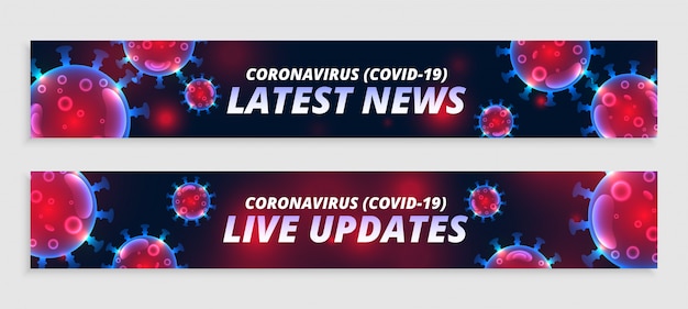 Vecteur gratuit coronavirus mises à jour en direct et dernières bannières larges