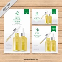 Vecteur gratuit cosmétiques réalistes brochures de plantes médicales