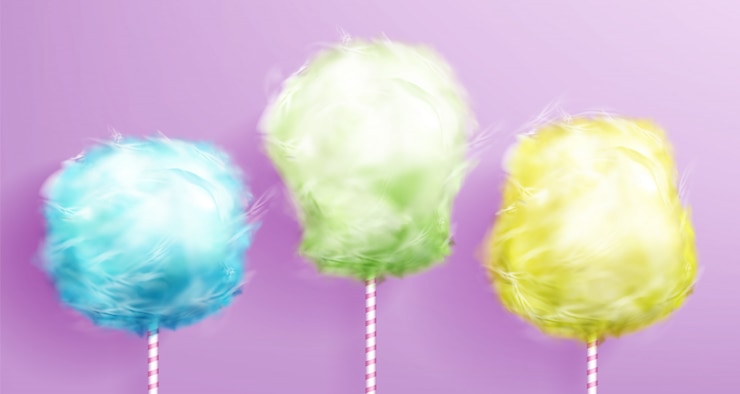 Vecteur gratuit coton candy sur bâton rose