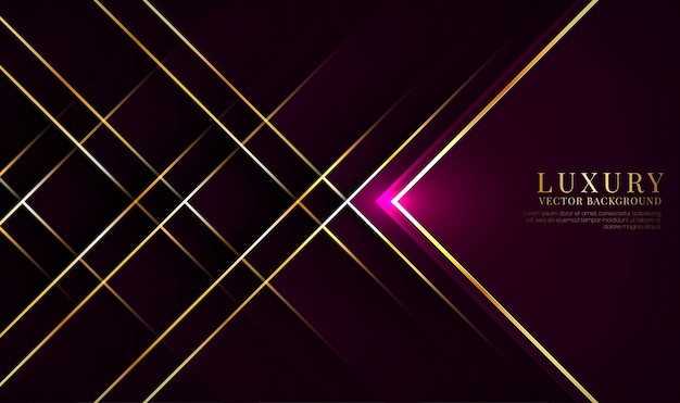 Couche de chevauchement de fond abstrait de luxe violet foncé 3d avec décoration effet rayures dorées