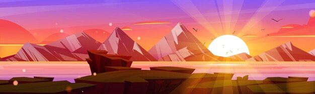 Coucher de soleil au paysage montagnes paysage nature