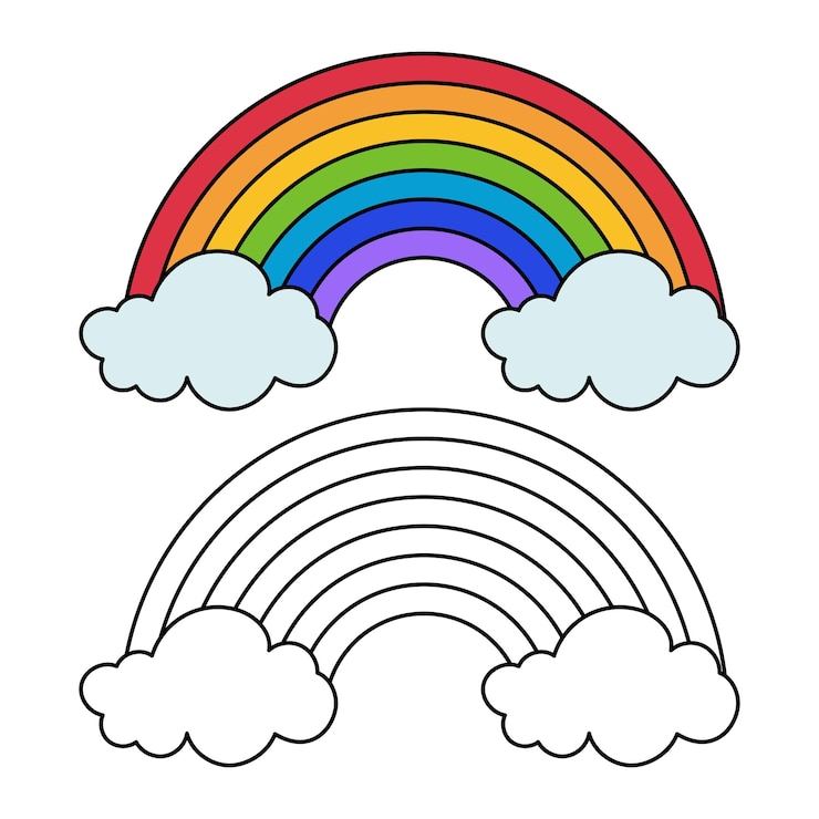 Vecteur gratuit la couleur et le contour de l'arc-en-ciel