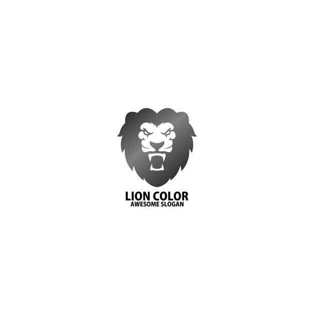 Vecteur gratuit couleur dégradée de conception de logo tête de lion