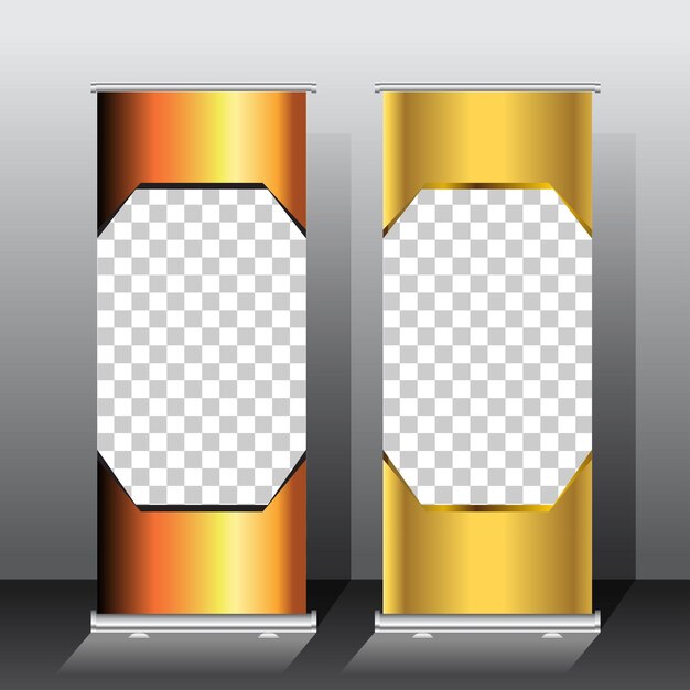 Couleur dorée roll up bannière modèle illustration vectorielle