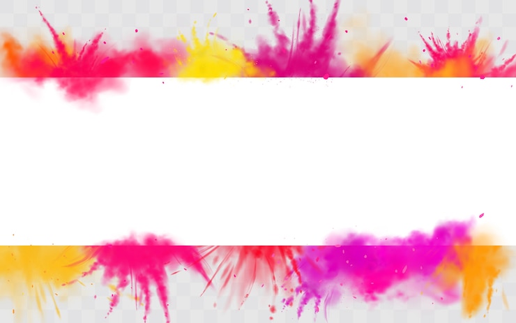 Vecteur gratuit la couleur des éclaboussures de bannière holi peint une bordure de colorant ronde