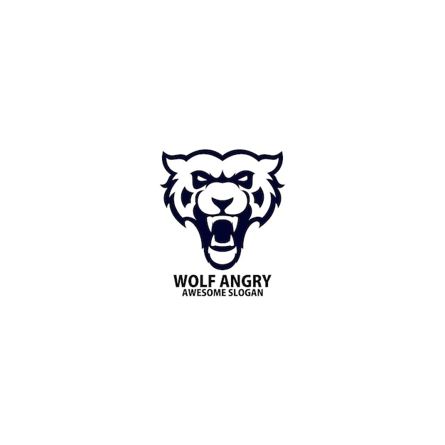 Vecteur gratuit couleur de ligne de conception de logo en colère de loup