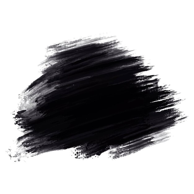 Un coup de pinceau d'aquarelle noir sombre abstrait sur fond blanc
