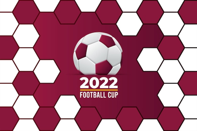 Vecteur gratuit coupe du monde de football 2022 avec ballon de football 3d réaliste