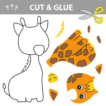 Couper et coller un jeu simple pour les enfants jeu de papier éducatif pour les enfants girafe