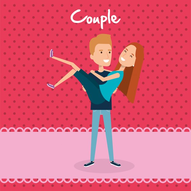 Vecteur gratuit couple d'amoureux avatars personnages