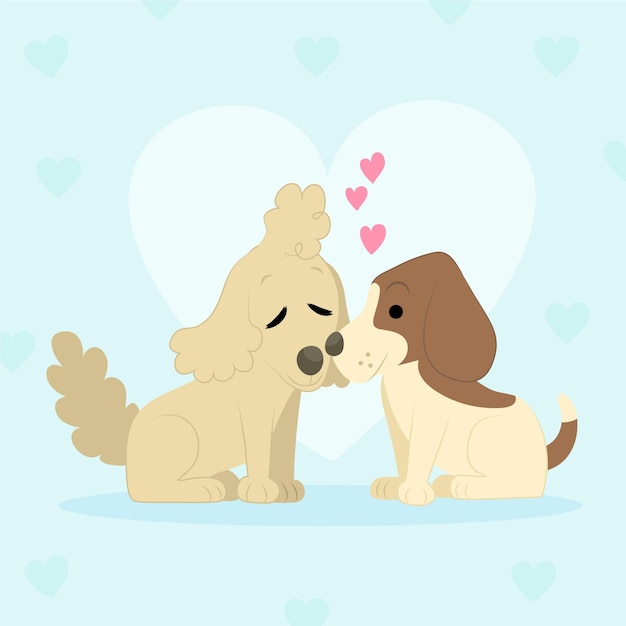 Vecteur gratuit couple d'animaux dessinés à la main pour la saint-valentin