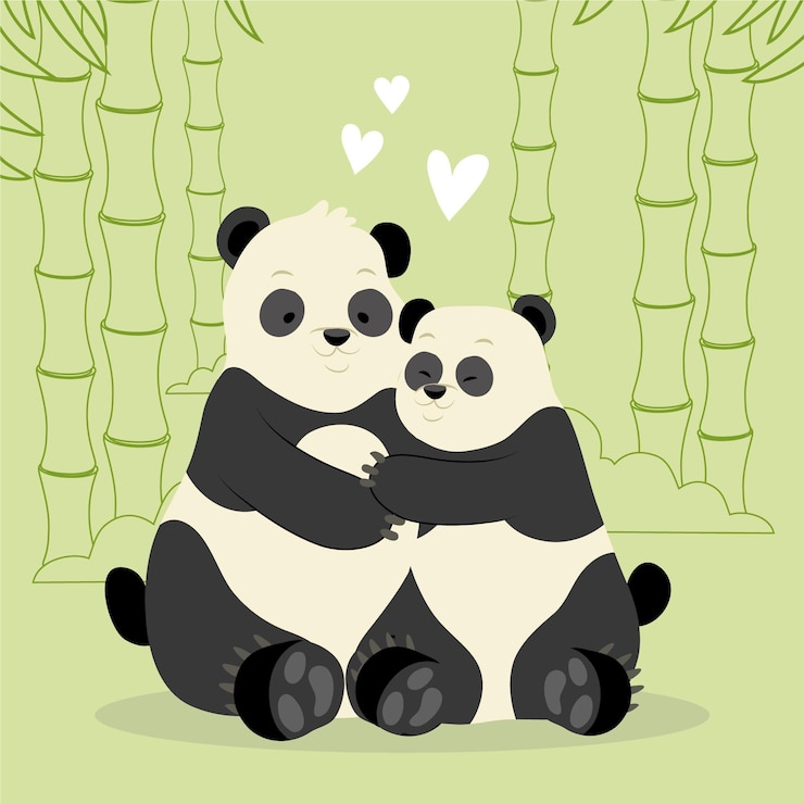 Vecteur gratuit couple d'animaux dessinés à la main pour la saint-valentin