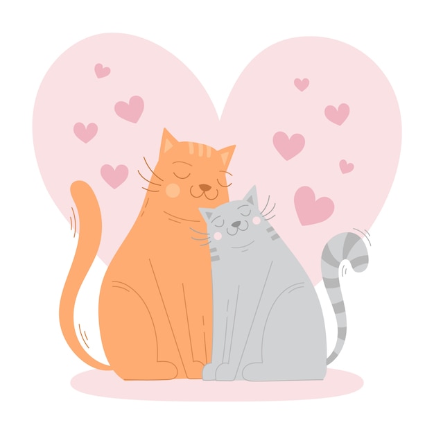 Vecteur gratuit couple d'animaux mignon saint valentin