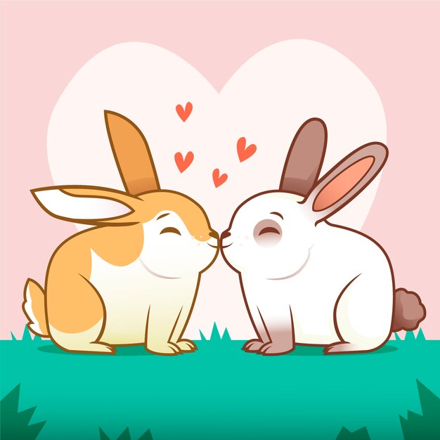 Couple d'animaux mignon Saint Valentin