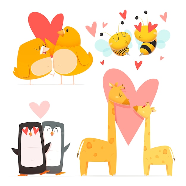 Couple D'animaux Mignon Saint Valentin