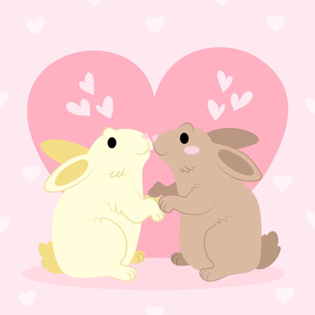 Vecteur gratuit couple d'animaux mignon saint valentin