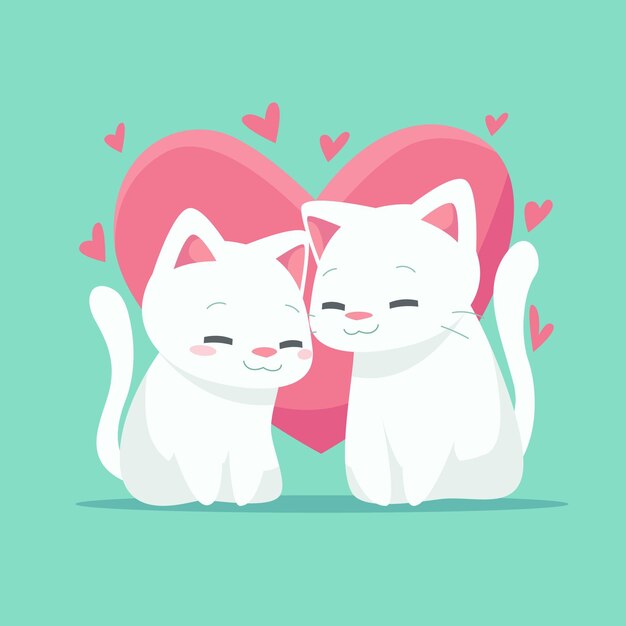 Vecteur gratuit couple d'animaux mignon saint valentin