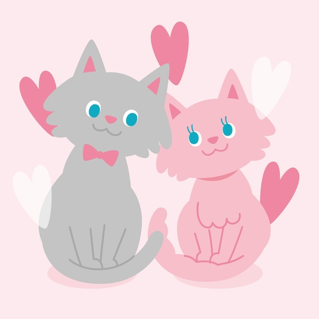 Vecteur gratuit couple d'animaux mignon saint valentin