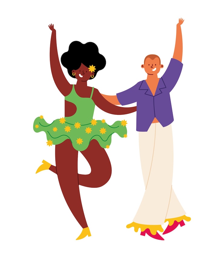 Vecteur gratuit un couple de danseurs de feria cali