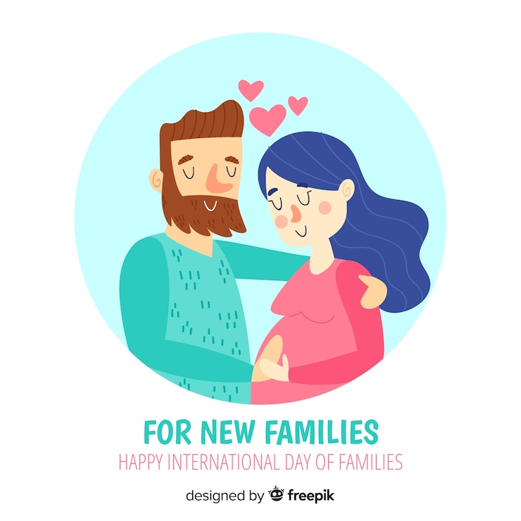 Vecteur gratuit couple dessiné à la main journée internationale de fond des familles