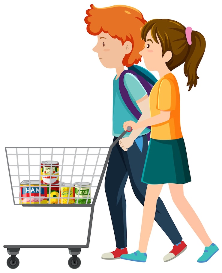 Vecteur gratuit un couple faisant du shopping