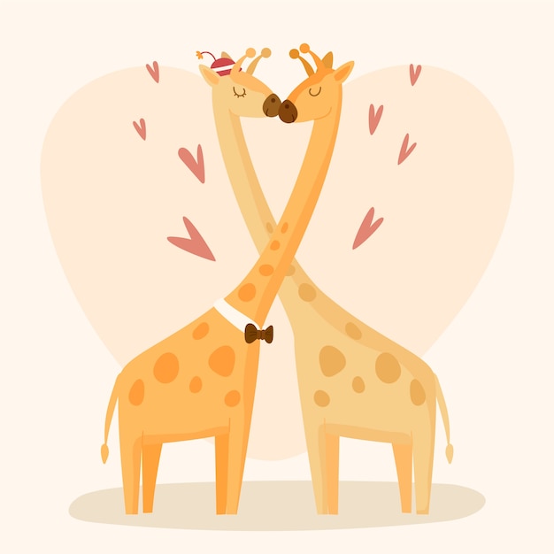 Vecteur gratuit couple de girafes saint valentin