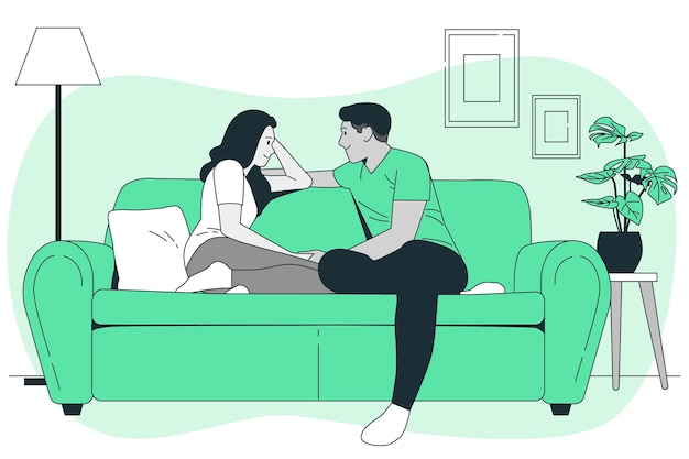 Couple Sur L'illustration De Concept De Canapé