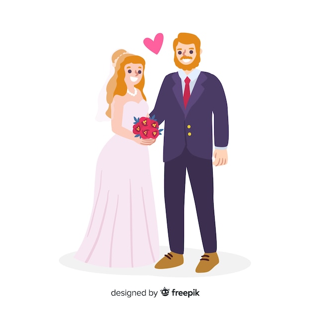 Couple De Mariage Amoureux Dessinés à La Main