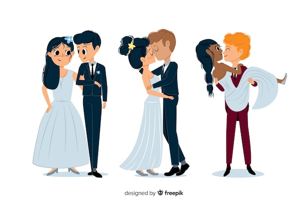 Couple De Mariage Mignons Dessinés à La Main