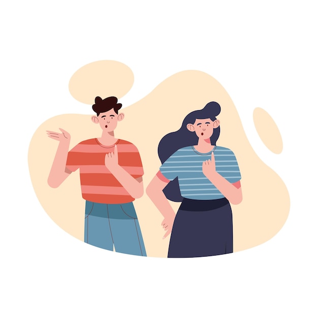 couple, personnes, point doigt, caractères