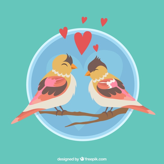 Vecteur gratuit couple romantique des oiseaux