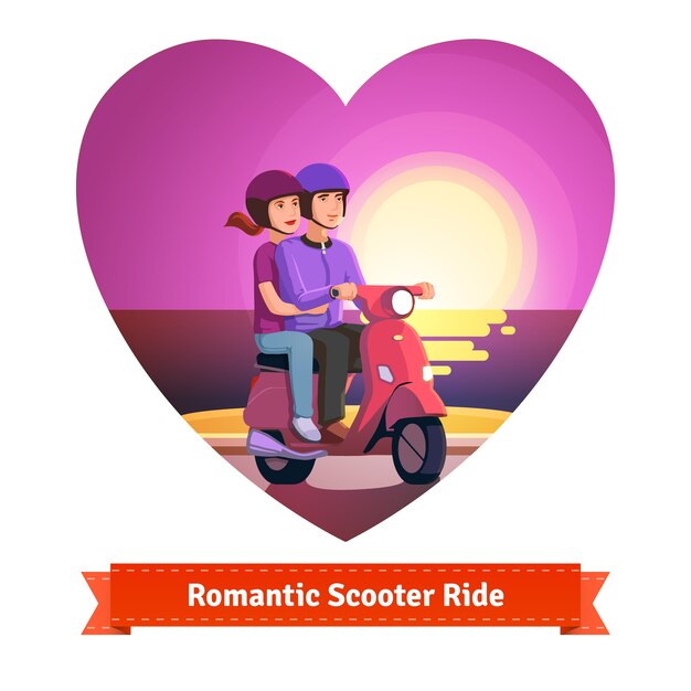 Couple sur scooter ayant un tour romantique