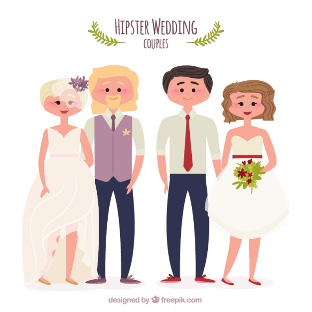 Couples De Mariage Hipster Mignon